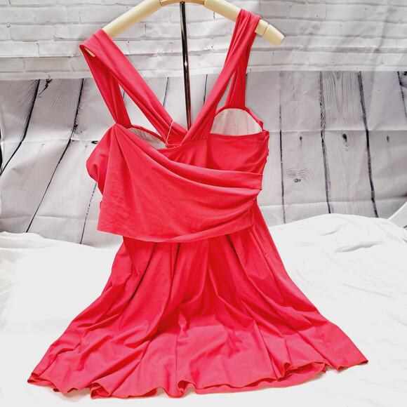 NWT COCOPEAR Women's 4XL Pinky Coral 1 piece swimsuit with built-in bottoms - Picture 2 of 12